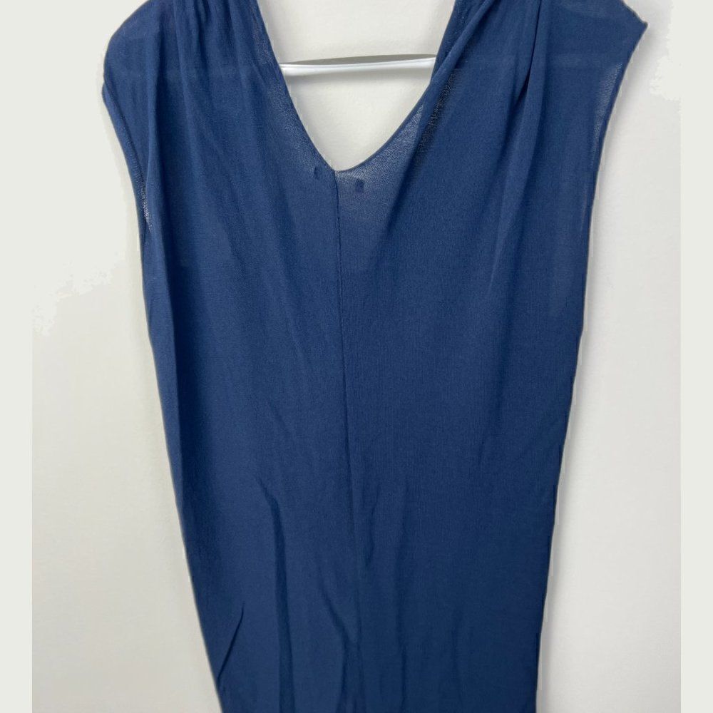 𝅺NWOT Crea concept, asymmetrical opening shirt, dark blue, size 38 - Picture 4 of 9